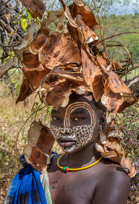 Surma Girl Wearing Seed Pods, Ethiopia