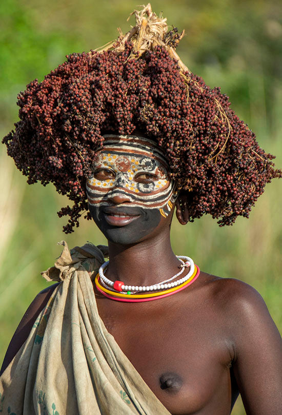 Surma Girl with Millet Adornment, Ethiopia